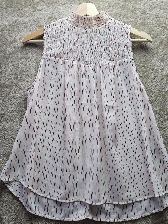 Banana Republic Tops - Banana Republic Sleeveless Shirt Back Buttons High Crew Neck Smocked Tank Blouse